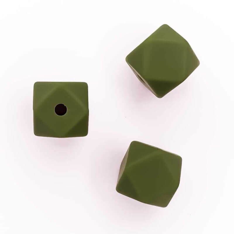 silicone beads hexagon 11 mm bpa free wholesale moss green