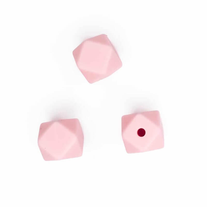 silicone beads hexagon 11 mm bpa free wholesale peach pink