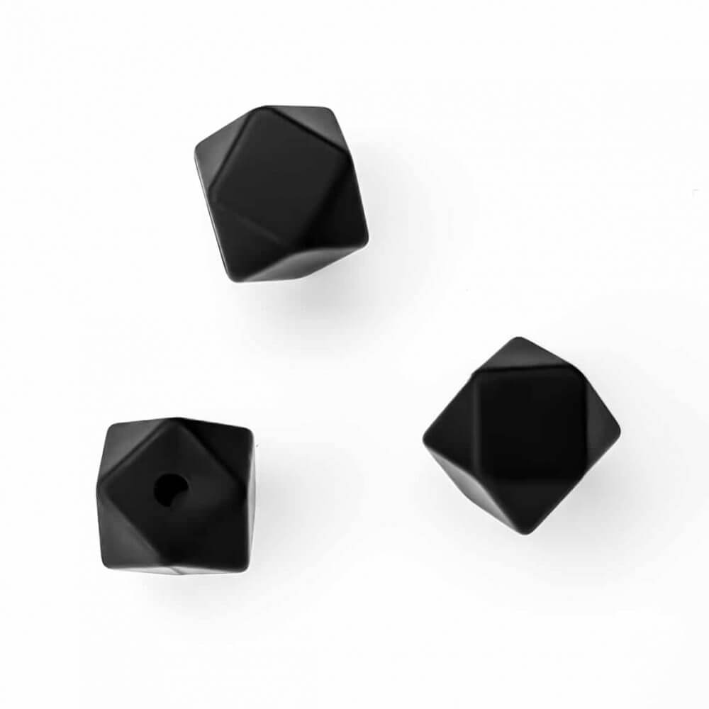 siliconen kralen hexagon 11 mm bpa vrij groothandel zwart