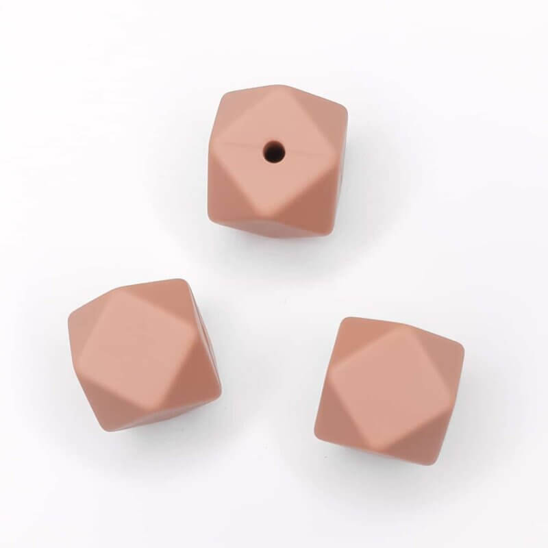 silicone beads hexagon 14 mm caffè latte
