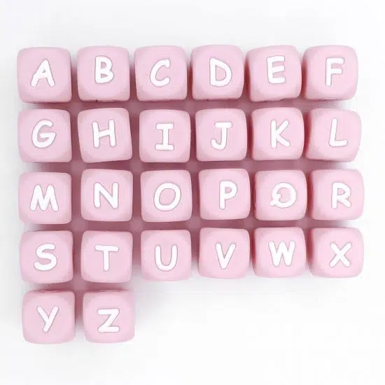 Letterkralen siliconen kleur perzik roze