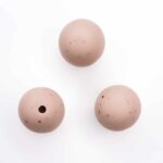 Silicone beads cheap wood with speckle round wholesale bpa free pacifier cord teething ring