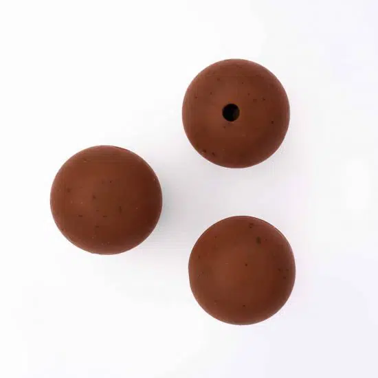 Siliconen kraal 16 mm toffee met spikkels bpa vrij