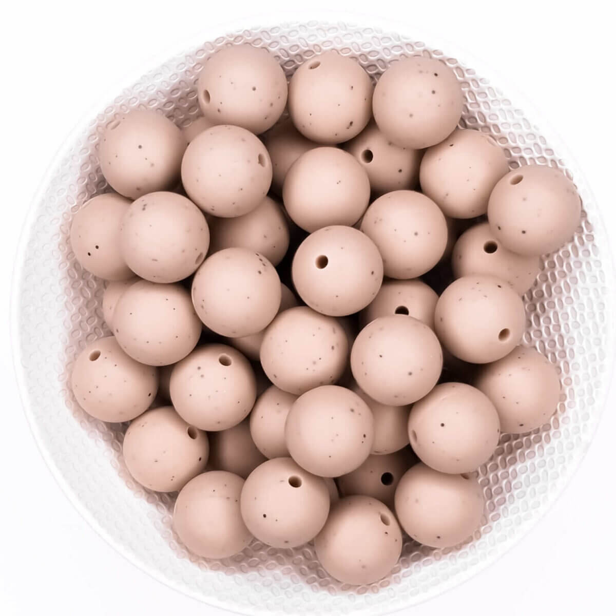 Silicone beads wood with speckle round wholesale bpa free pacifier cord teething ring
