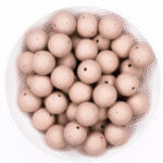 Silicone beads wood with speckle round wholesale bpa free pacifier cord teething ring