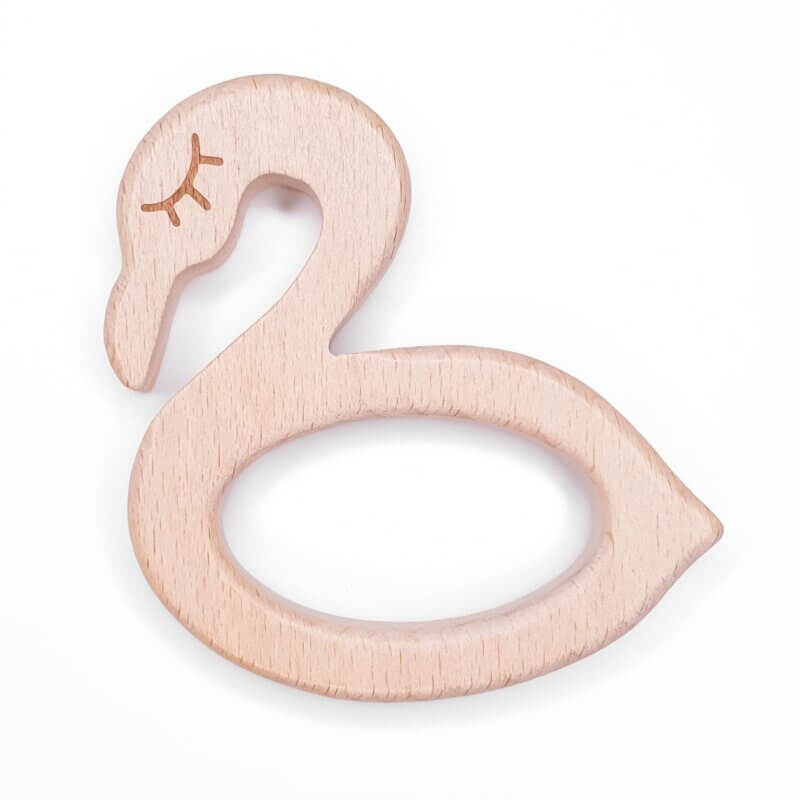 Wooden teething figure flamingo beech wood baby safe
