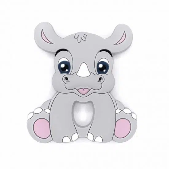 Siliconen bijtfiguur neushoorn grijs bpa vrij groothandel ftalaat vrij