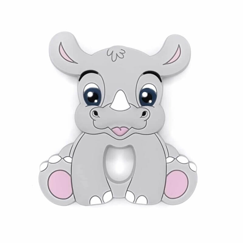 Silicone teething figure rhinoceros gray bpa free wholesale phthalate free