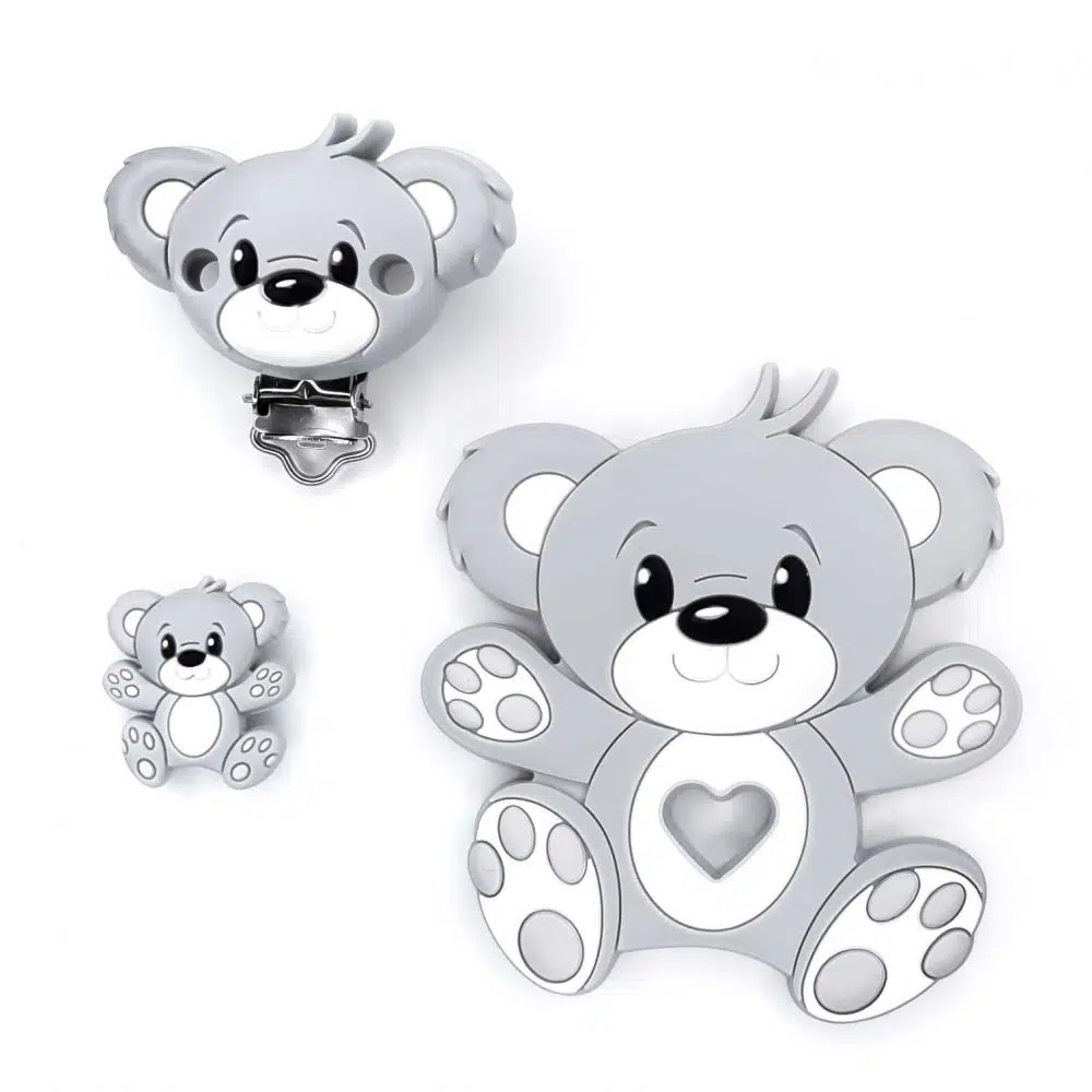 baby veilig speenkoord set beer licht grijs bpa vrij