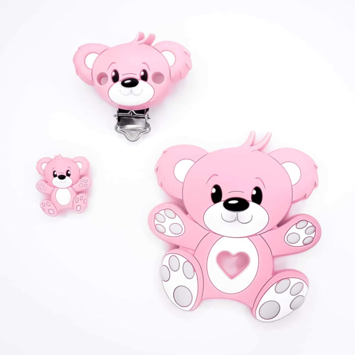 Silicone bead bear set pink bpa free ce certified