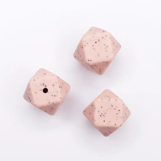 Siliconen kralen perzik nude met spikkels 17 mm bpa vrij