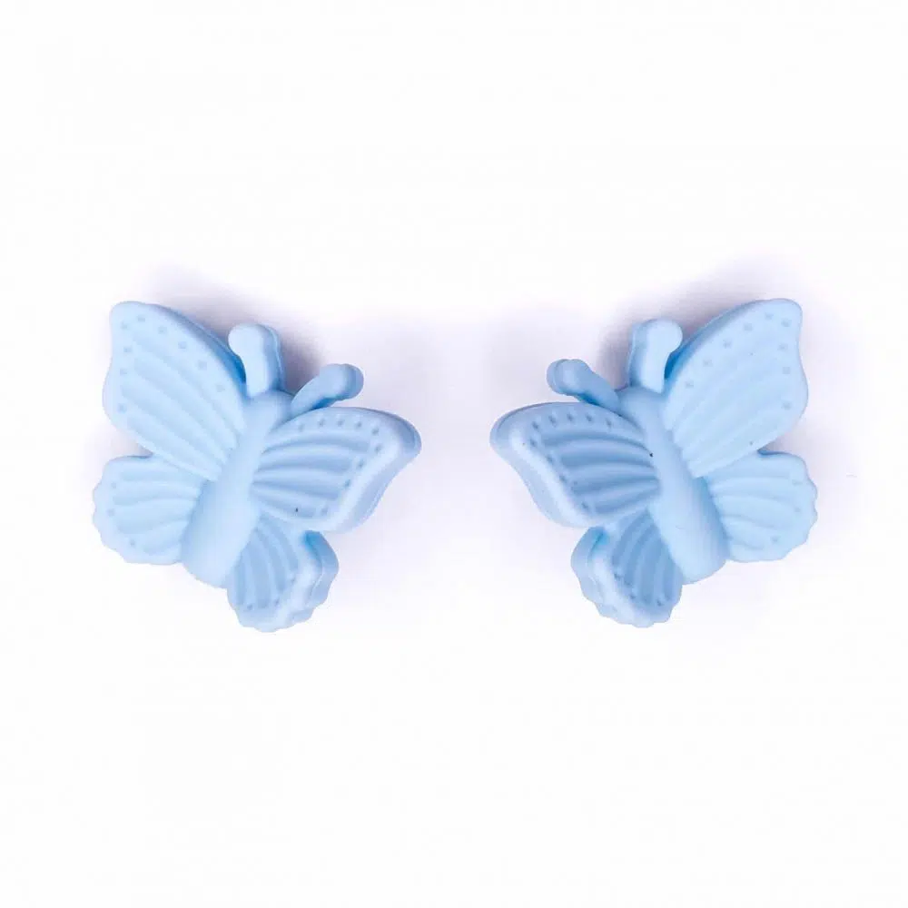 Licht Blauw Siliconen kralen BPA vrij 3D Vlinder