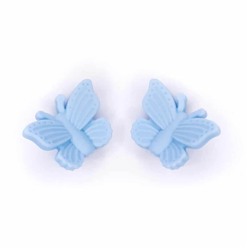 Silikonperlen 3D Schmetterling hellblau