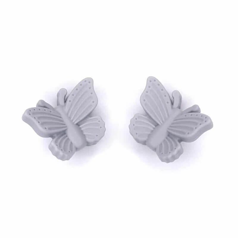 Silikonperlen 3D Schmetterling Maus grau