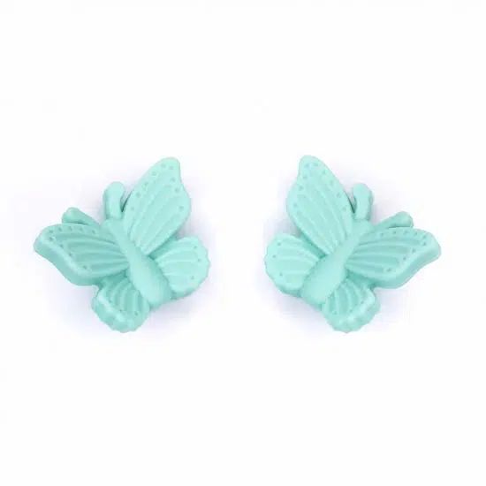 Siliconen kralen 3D vlinder mint groen