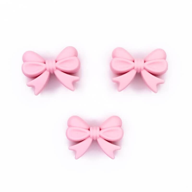 Silicone beads bow peach pink