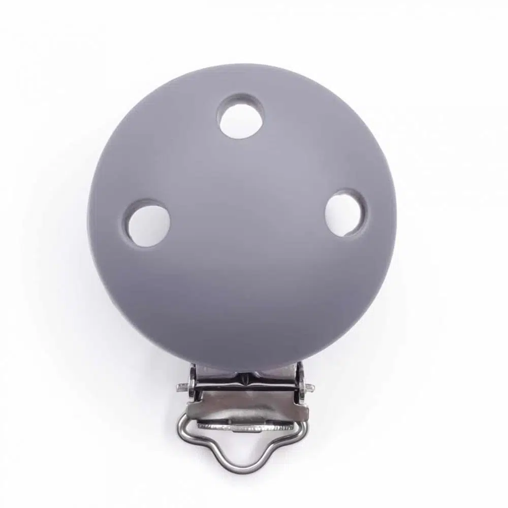 Siliconen speenclip bpa vrij fonkrt grijs baby veilig met gaatjes