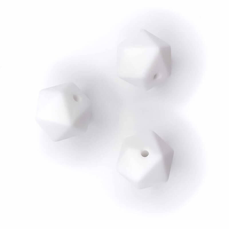 Silicone bead icosahedron white twenty flat bpa free baby safe wholesale