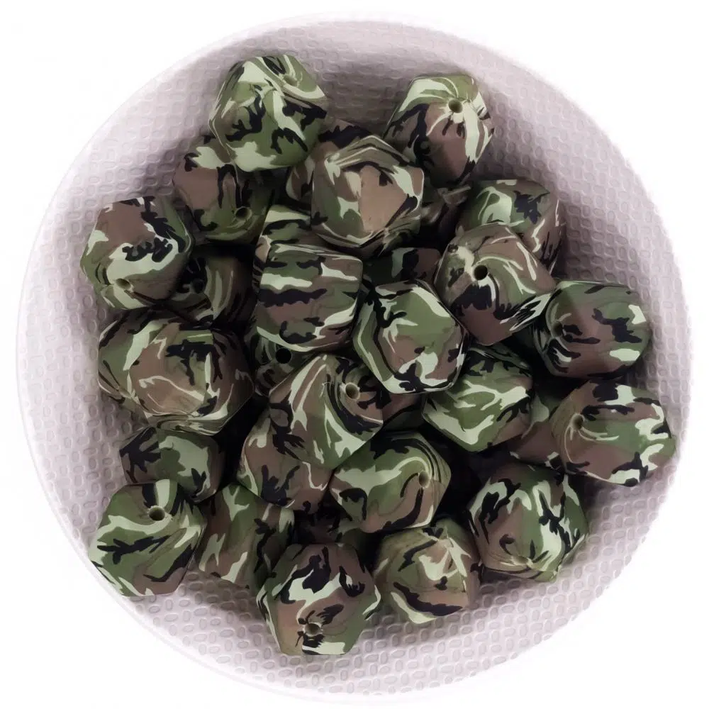 Siliconen kralen leger camouflage army hexagon bpa vrij groothandel baby veilig