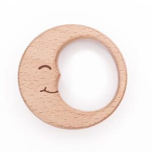 Houten bijtfiguur sleepy moon beukenhout baby veilig groothandel