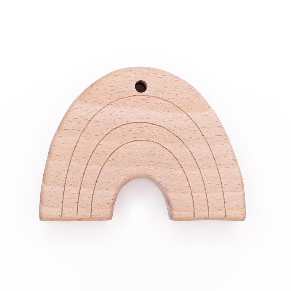 Houten bijtfiguur regenboog beukenhout baby veilig groothandel