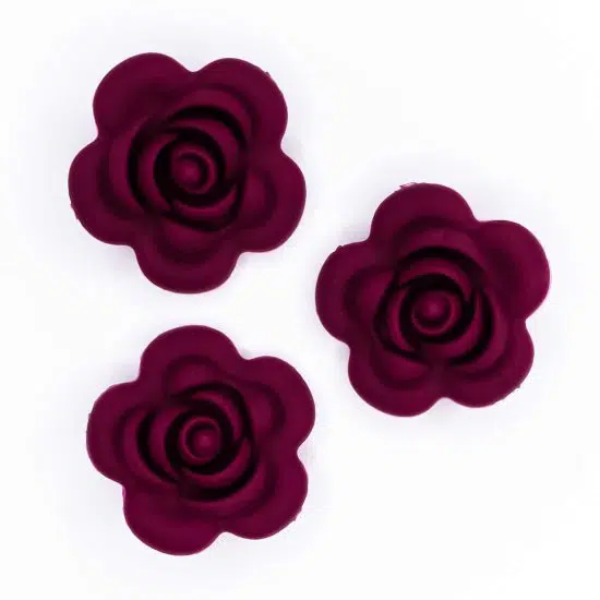 Siliconen roos 40 mm 4 cm bijtfiguur speenkoord bpa vrij baby veilig berry rood