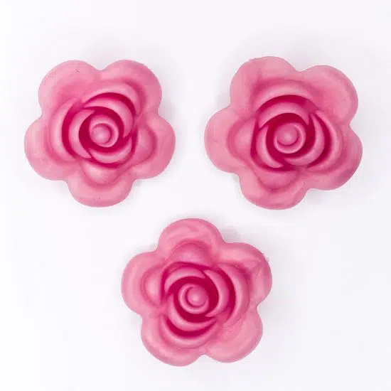 Siliconen roos 40 mm 4 cm bijtfiguur speenkoord bpa vrij baby veilig metallic rose goud