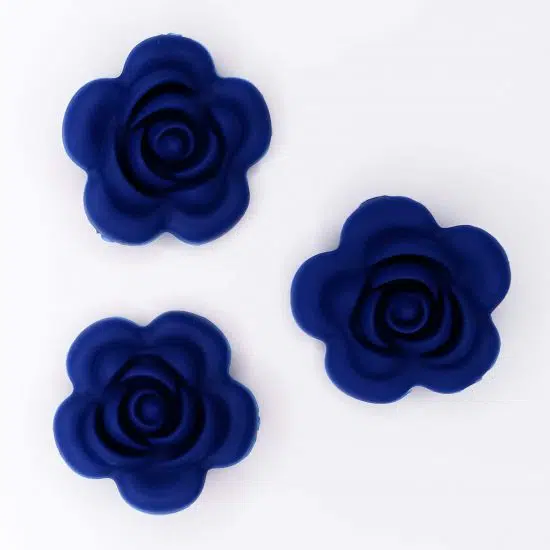 Siliconen roos 40 mm 4 cm bijtfiguur speenkoord bpa vrij baby veilig navy blauw
