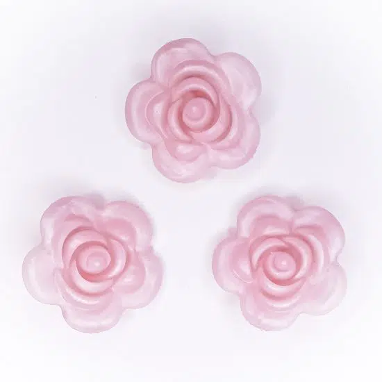 Siliconen roos 40 mm 4 cm bijtfiguur speenkoord bpa vrij baby veilig metallic rose quartz