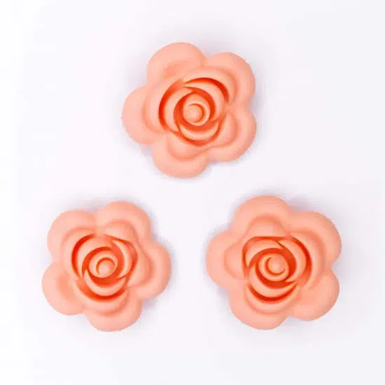 Siliconen roos 40 mm 4 cm bijtfiguur speenkoord bpa vrij baby veilig cantaloupe
