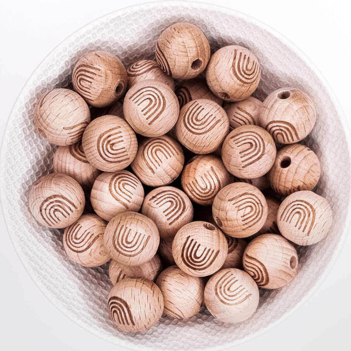 Wooden beads engraved with rainbow beech 16 and 20 mm