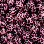 Siliconen kralen koeienvlek dalmatier print framboos roze 15 mm