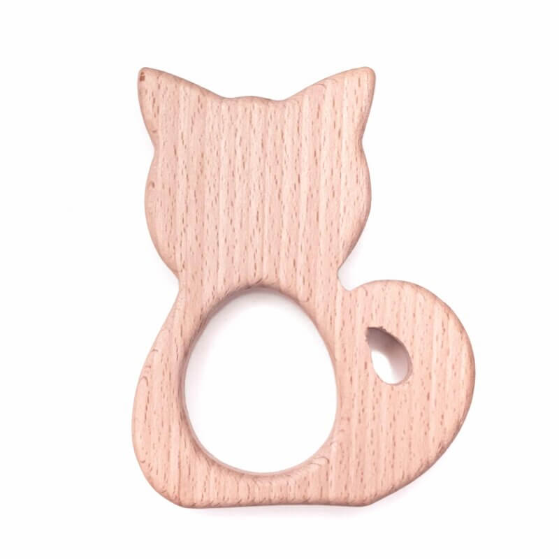 Wooden bite figure cat large baby safe ce certified en-71