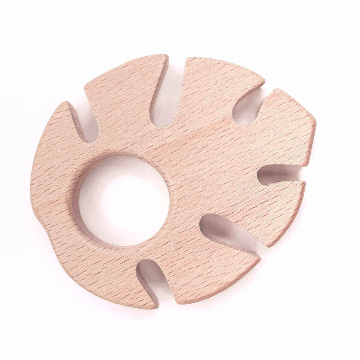 Wooden teething figure monstera leaf safe ce certified en-71