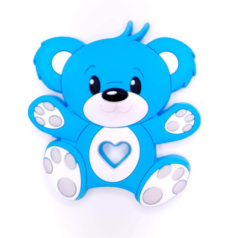 Silicone teething figure bear blue bpa free wholesale