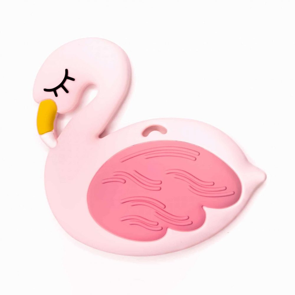 Siliconen bijtfiguur flamingo roze bpa vrij baby veilig groothandel