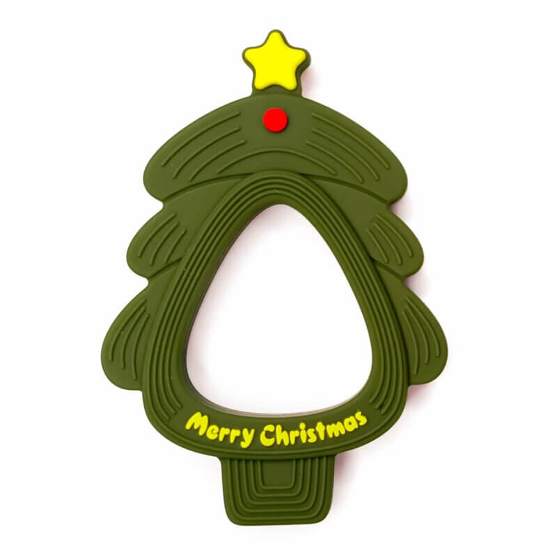 Silicone teething figure Christmas tree moss green bpa free baby safe wholesale