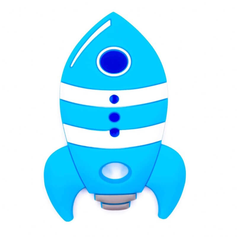 Silicone teething figure - Rocket - Blue