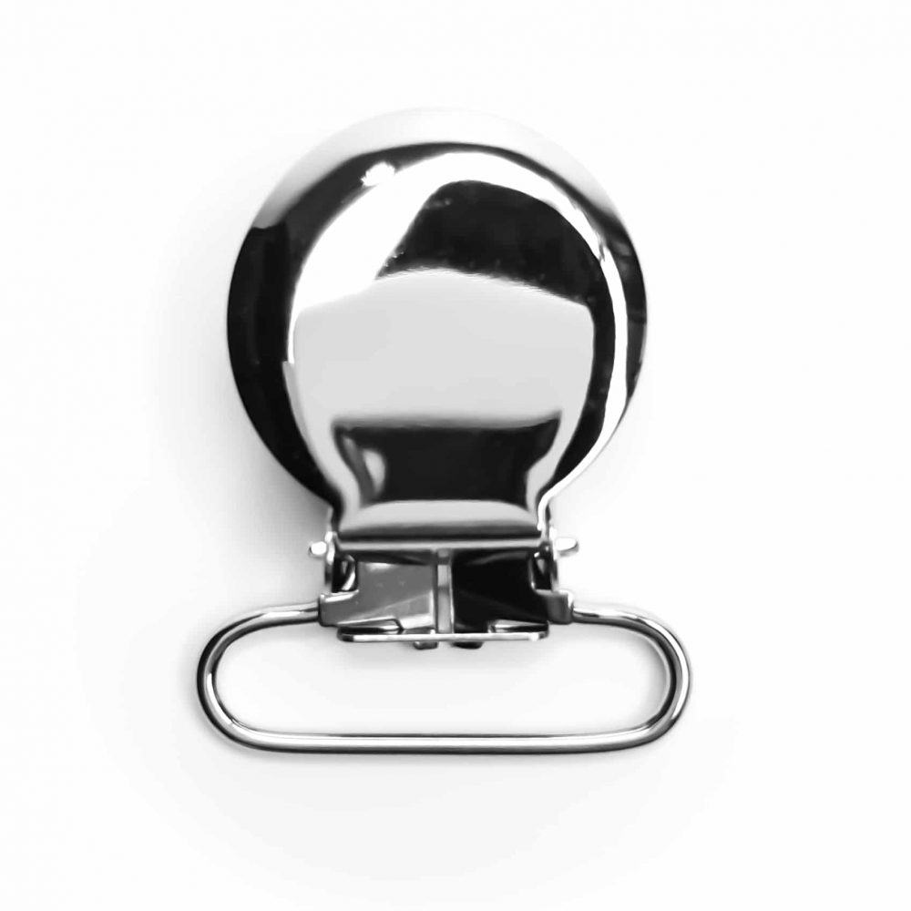 Speenclips metaal rond - Glanzend zilver metaal (RVS) - Lood vrij - Breed