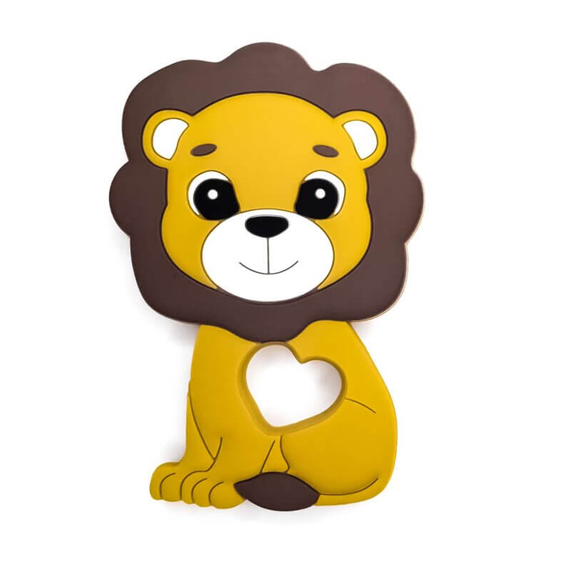 Silicone teething figure - Lion - Ochre Yellow - Brown