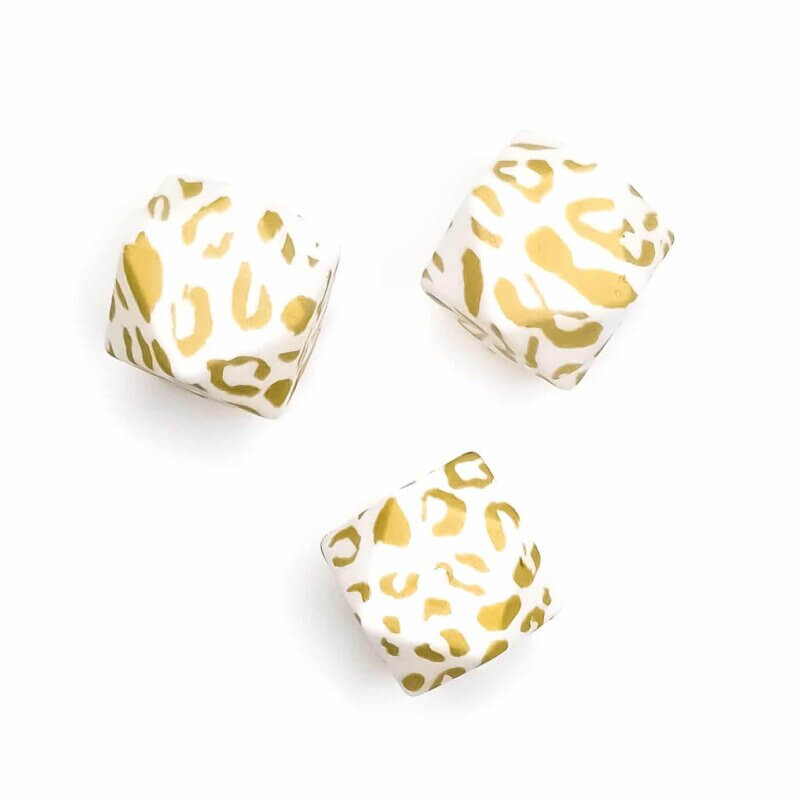 Leopard Silikonperlen - Gold/Weiß - Rund und Sechseck