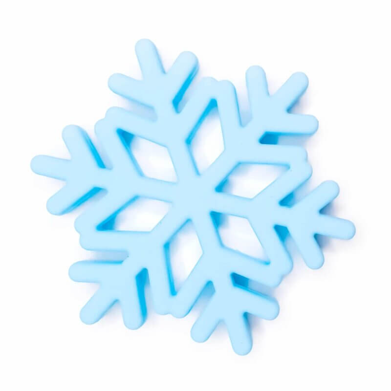 Silicone teething toy teething figure snow flake bpa free wholesale ice blue