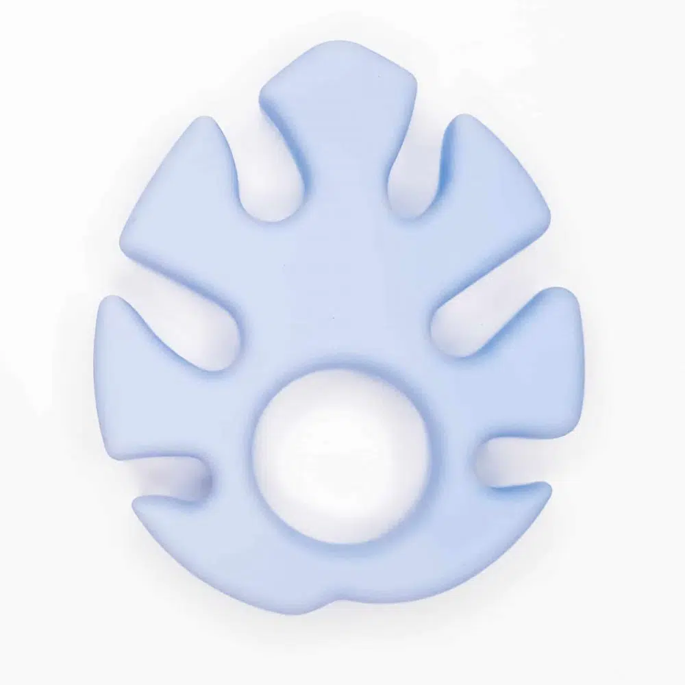 Monstera blad Siliconen bijtspeeltje bijtfiguur monstera licht poeder blauw groothandel baby veilig