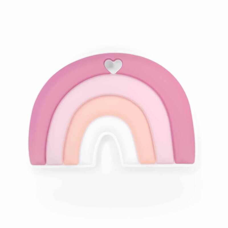 Anneau de dentition en silicone jouet de dentition arc-en-ciel framboise grossiste bpa free baby safe