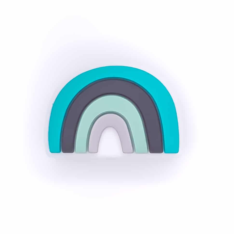 Siliconen  Kraal - Regenboog - Turquoise