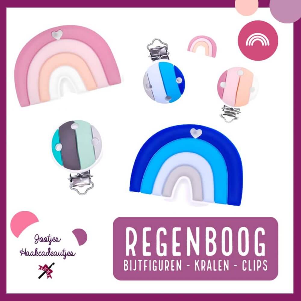 Regenboog bijtfiguur kraal clips siliconen bpa vrij baby veilig