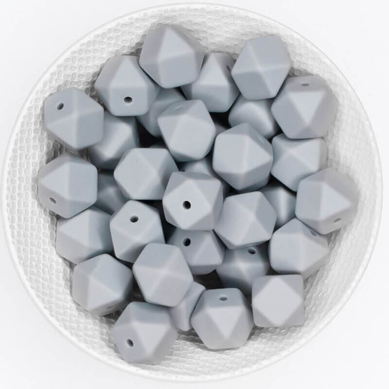 Perles de silicone hexagonales gris béton grossiste sans bpa
