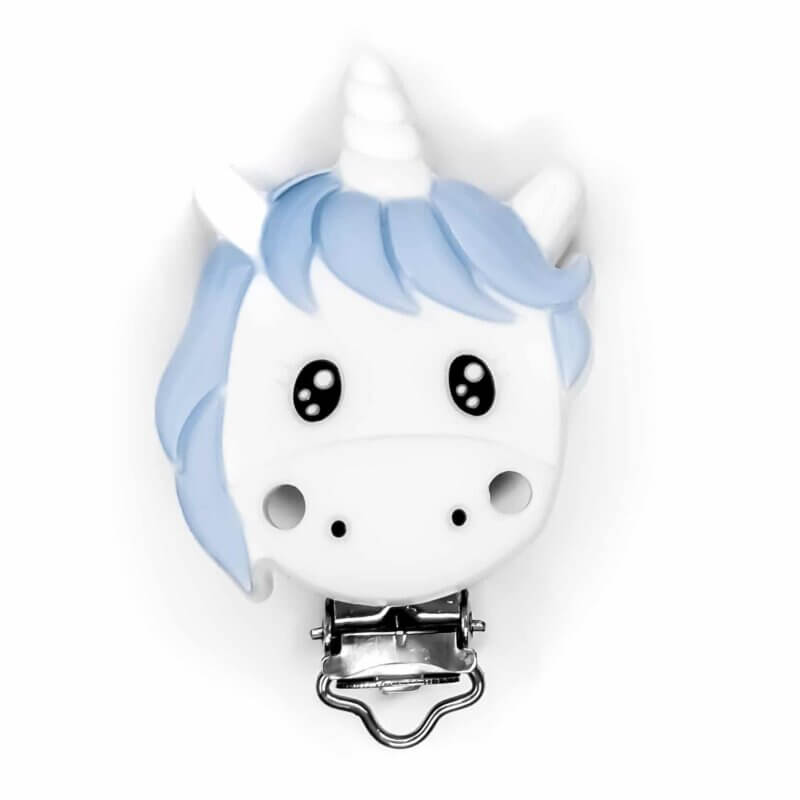 Silicone Pacifier Clip - Unicorn - Light Powder Blue