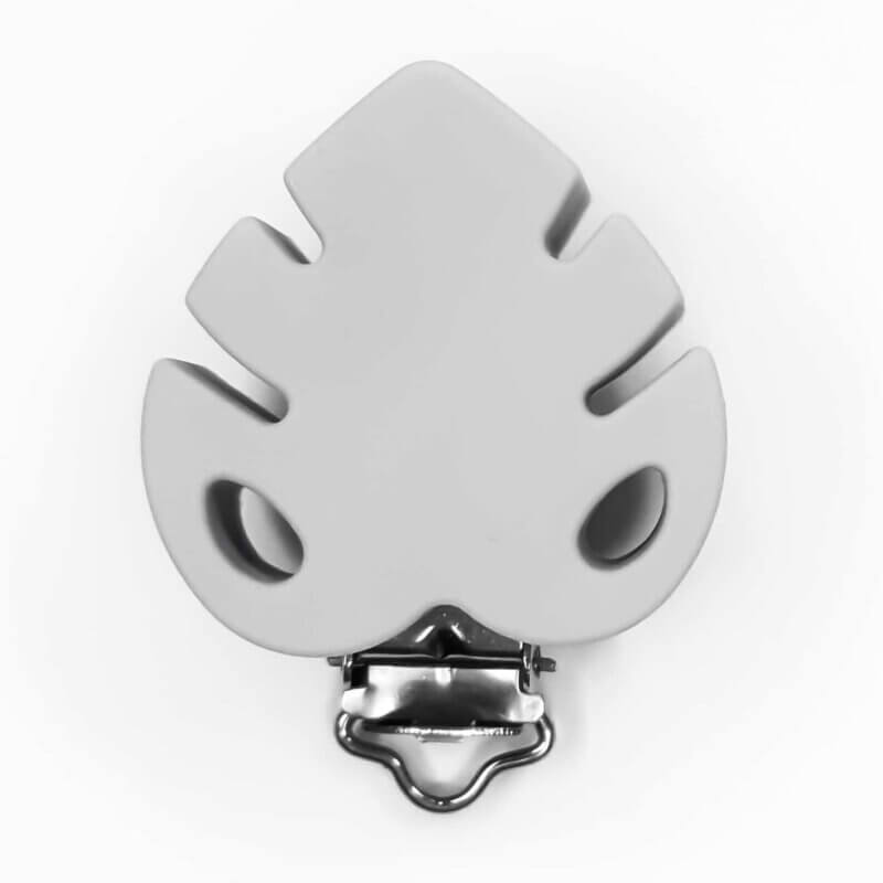 Silicone Pacifier Clip monstera wholesale bpa free light gray