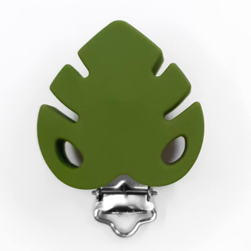 Silicone Pacifier Clip monstera wholesale bpa free moss green
